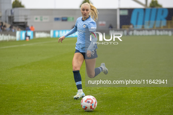 During the Barclays FA Women's Super League match between Manchester City and West Ham United at the Joie Stadium in Manchester, England, on...