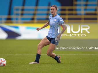 Kerstin Casparij #18 of Manchester City W.F.C. is in action during the Barclays FA Women's Super League match between Manchester City and We...