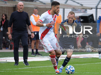 Cristiano Bani of Mantova 1911 contrasts with Lorenzo Dickman of Brescia Calcio FC during the Italian Serie B soccer championship football m...