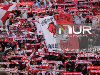 Supporters of Mantova 1911 attend the Italian Serie B soccer championship match between Mantova Calcio 1911 and Brescia Calcio FC at Danilo...