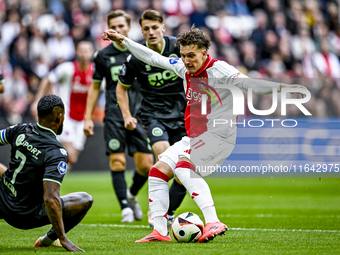 AFC Ajax Amsterdam forward Mika Godts plays during the match between Ajax and Groningen at the Johan Cruijff ArenA for the Dutch Eredivisie...