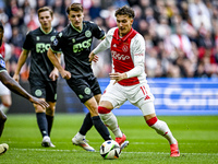 AFC Ajax Amsterdam forward Mika Godts plays during the match between Ajax and Groningen at the Johan Cruijff ArenA for the Dutch Eredivisie...