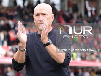 Rolando Maran, Head Coach of Brescia Calcio FC, greets the supporters during the Italian Serie B soccer championship football match between...