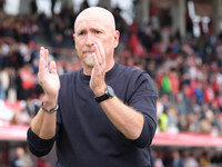 Rolando Maran, Head Coach of Brescia Calcio FC, greets the supporters during the Italian Serie B soccer championship football match between...