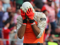 Paulo Gazzaniga plays during the match between Girona FC and Athletic Club in week 9 of LaLiga EA Sport at the Montilivi Stadium in Girona,...