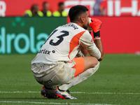 Paulo Gazzaniga plays during the match between Girona FC and Athletic Club in week 9 of LaLiga EA Sport at the Montilivi Stadium in Girona,...