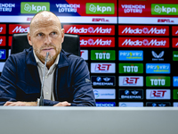 FC Twente trainer Joseph Oosting speaks during the press conference after the match between Feyenoord and Twente at the Feyenoord stadium De...