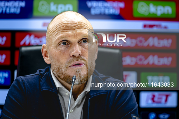 FC Twente trainer Joseph Oosting speaks during the press conference after the match between Feyenoord and Twente at the Feyenoord stadium De...