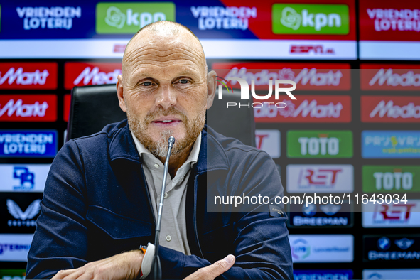 FC Twente trainer Joseph Oosting speaks during the press conference after the match between Feyenoord and Twente at the Feyenoord stadium De...