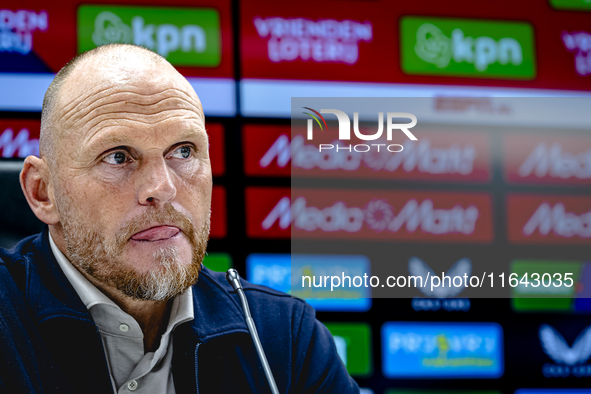 FC Twente trainer Joseph Oosting speaks during the press conference after the match between Feyenoord and Twente at the Feyenoord stadium De...