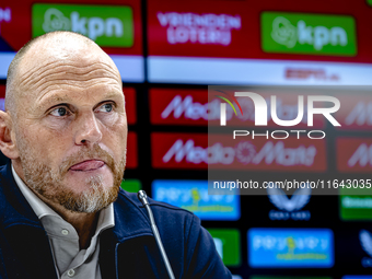 FC Twente trainer Joseph Oosting speaks during the press conference after the match between Feyenoord and Twente at the Feyenoord stadium De...