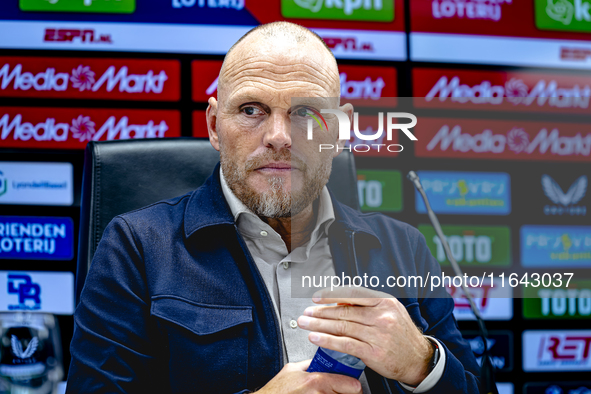 FC Twente trainer Joseph Oosting speaks during the press conference after the match between Feyenoord and Twente at the Feyenoord stadium De...