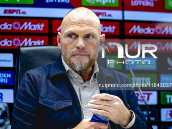 FC Twente trainer Joseph Oosting speaks during the press conference after the match between Feyenoord and Twente at the Feyenoord stadium De...