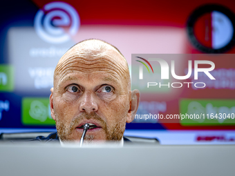 FC Twente trainer Joseph Oosting speaks during the press conference after the match between Feyenoord and Twente at the Feyenoord stadium De...