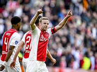 AFC Ajax Amsterdam midfielder Davy Klaassen celebrates the 1-0 goal during the match between Ajax and Groningen at the Johan Cruijff ArenA f...