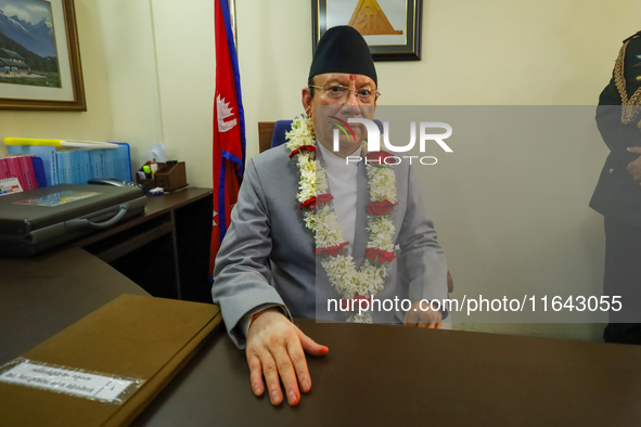 Nepal's new Chief Justice Prakashman Singh Raut takes charge of office at the Supreme Court in Kathmandu, Nepal, on September 6, 2024. 