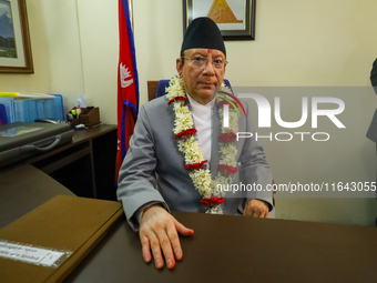 Nepal's new Chief Justice Prakashman Singh Raut takes charge of office at the Supreme Court in Kathmandu, Nepal, on September 6, 2024. (