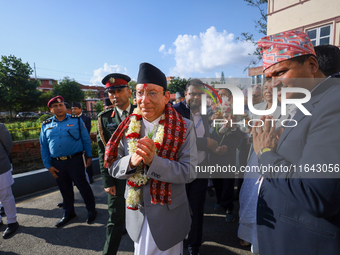 Nepal's new Chief Justice Prakashman Singh Raut (Center) arrives at the Supreme Court premises to take charge of office in Kathmandu, Nepal,...