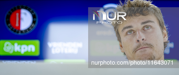 Feyenoord Rotterdam defender Hugo Bueno speaks during the press conference after the match between Feyenoord and Twente at the Feyenoord sta...