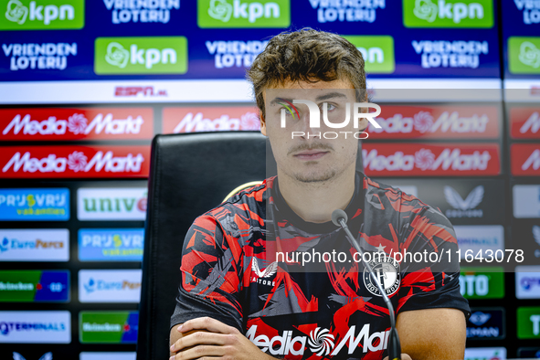 Feyenoord Rotterdam defender Hugo Bueno speaks during the press conference after the match between Feyenoord and Twente at the Feyenoord sta...