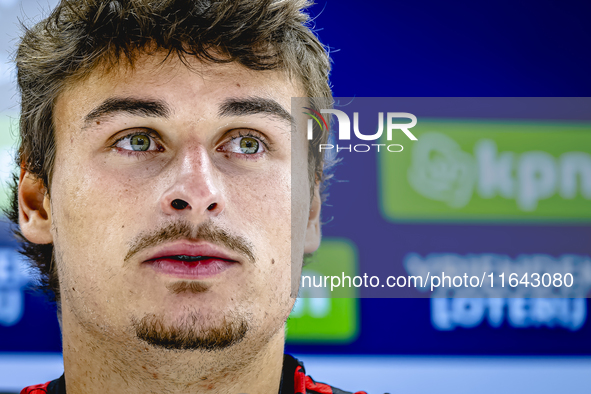 Feyenoord Rotterdam defender Hugo Bueno speaks during the press conference after the match between Feyenoord and Twente at the Feyenoord sta...