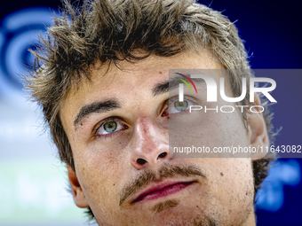 Feyenoord Rotterdam defender Hugo Bueno speaks during the press conference after the match between Feyenoord and Twente at the Feyenoord sta...