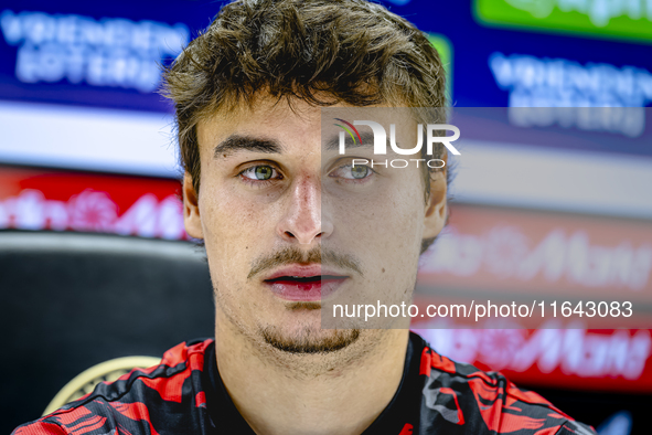 Feyenoord Rotterdam defender Hugo Bueno speaks during the press conference after the match between Feyenoord and Twente at the Feyenoord sta...