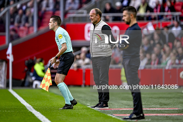 FC Groningen trainer Dick Lukkien is present during the match between Ajax and Groningen at the Johan Cruijff ArenA for the Dutch Eredivisie...