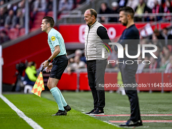 FC Groningen trainer Dick Lukkien is present during the match between Ajax and Groningen at the Johan Cruijff ArenA for the Dutch Eredivisie...