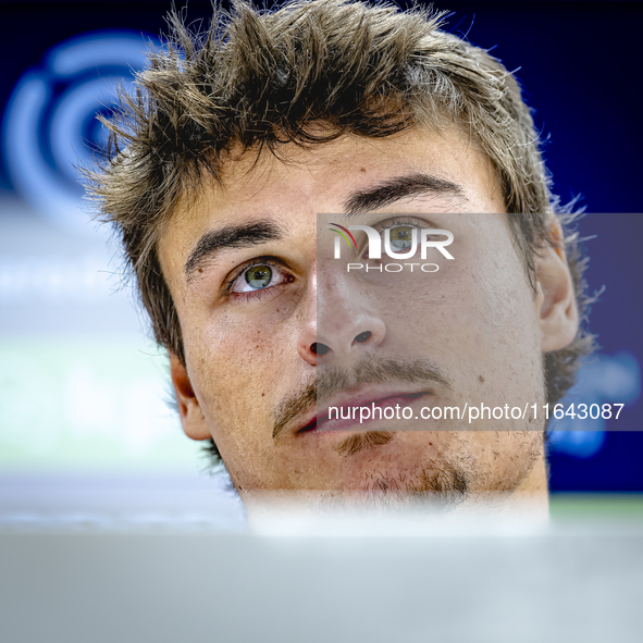 Feyenoord Rotterdam defender Hugo Bueno speaks during the press conference after the match between Feyenoord and Twente at the Feyenoord sta...