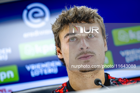 Feyenoord Rotterdam defender Hugo Bueno speaks during the press conference after the match between Feyenoord and Twente at the Feyenoord sta...