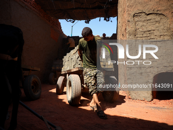 Red brick factory workers in Fayoum, Egypt, on October 5, 2024. (