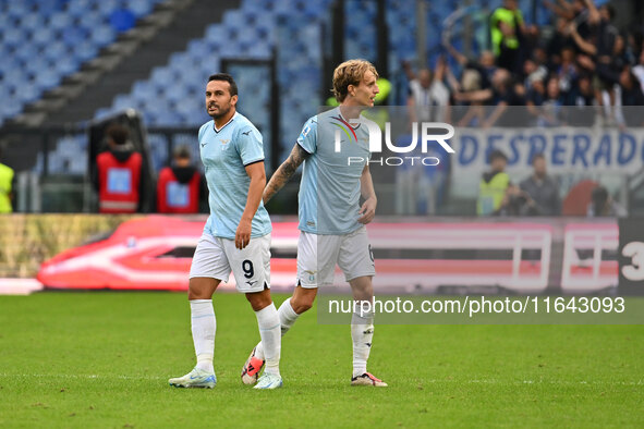 Pedro of S.S. Lazio celebrates after scoring the goal of 2-1 during the 7th day of the Serie A Championship between S.S. Lazio and Empoli F....