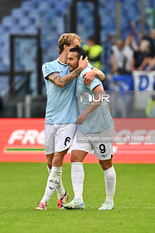 Pedro of S.S. Lazio celebrates after scoring the goal of 2-1 during the 7th day of the Serie A Championship between S.S. Lazio and Empoli F....