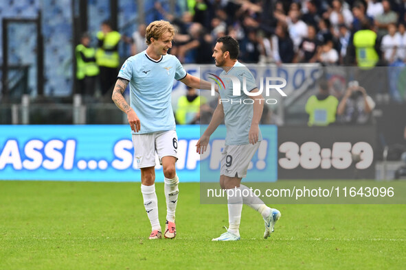 Pedro of S.S. Lazio celebrates after scoring the goal of 2-1 during the 7th day of the Serie A Championship between S.S. Lazio and Empoli F....