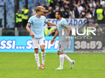 Pedro of S.S. Lazio celebrates after scoring the goal of 2-1 during the 7th day of the Serie A Championship between S.S. Lazio and Empoli F....