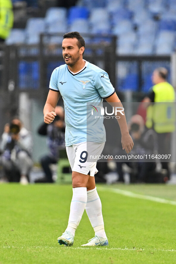 Pedro of S.S. Lazio celebrates after scoring the goal of 2-1 during the 7th day of the Serie A Championship between S.S. Lazio and Empoli F....