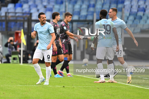 Pedro of S.S. Lazio celebrates after scoring the goal of 2-1 during the 7th day of the Serie A Championship between S.S. Lazio and Empoli F....