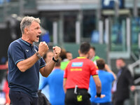 Marco Baroni, coach of S.S. Lazio, celebrates after Pedro of S.S. Lazio scores the goal for 2-0 during the 7th day of the Serie A Championsh...