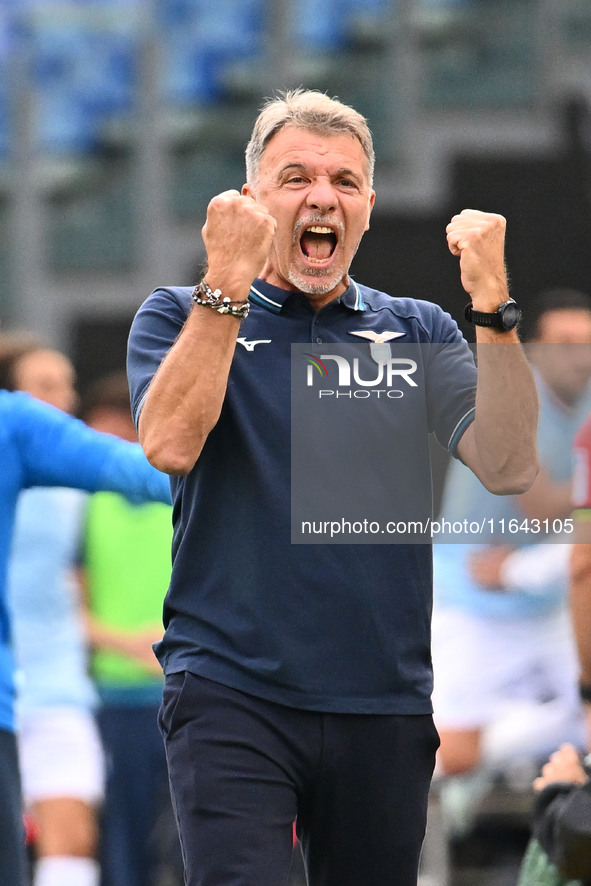 Marco Baroni, coach of S.S. Lazio, celebrates after Pedro of S.S. Lazio scores the goal for 2-0 during the 7th day of the Serie A Championsh...