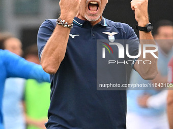 Marco Baroni, coach of S.S. Lazio, celebrates after Pedro of S.S. Lazio scores the goal for 2-0 during the 7th day of the Serie A Championsh...