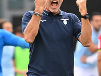 Marco Baroni, coach of S.S. Lazio, celebrates after Pedro of S.S. Lazio scores the goal for 2-0 during the 7th day of the Serie A Championsh...