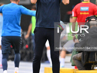 Marco Baroni, coach of S.S. Lazio, celebrates after Pedro of S.S. Lazio scores the goal for 2-0 during the 7th day of the Serie A Championsh...