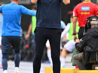 Marco Baroni, coach of S.S. Lazio, celebrates after Pedro of S.S. Lazio scores the goal for 2-0 during the 7th day of the Serie A Championsh...