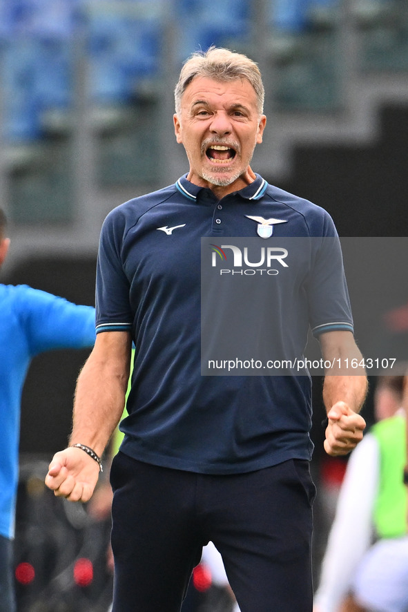 Marco Baroni, coach of S.S. Lazio, celebrates after Pedro of S.S. Lazio scores the goal for 2-0 during the 7th day of the Serie A Championsh...