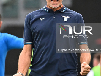 Marco Baroni, coach of S.S. Lazio, celebrates after Pedro of S.S. Lazio scores the goal for 2-0 during the 7th day of the Serie A Championsh...