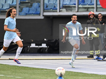 Pedro of S.S. Lazio celebrates after scoring the goal of 2-1 during the 7th day of the Serie A Championship between S.S. Lazio and Empoli F....