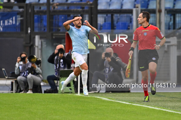 Pedro of S.S. Lazio celebrates after scoring the goal of 2-1 during the 7th day of the Serie A Championship between S.S. Lazio and Empoli F....