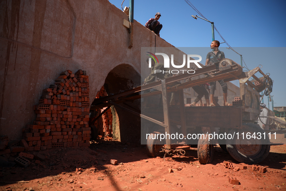 Red brick factory workers in Fayoum, Egypt, on October 5, 2024. 