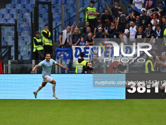 Pedro of S.S. Lazio celebrates after scoring the goal of 2-1 during the 7th day of the Serie A Championship between S.S. Lazio and Empoli F....